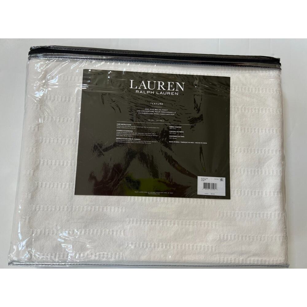 Ralph Lauren Home Texture Cotton Bed Blanket King Natural NWT